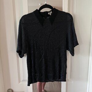 Women's KENZO Faux Polo Blouse Size 38 Color Black Blue